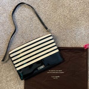 Kate Spade Patent Leather Shoulder Bag in Black and Ivory Stripe